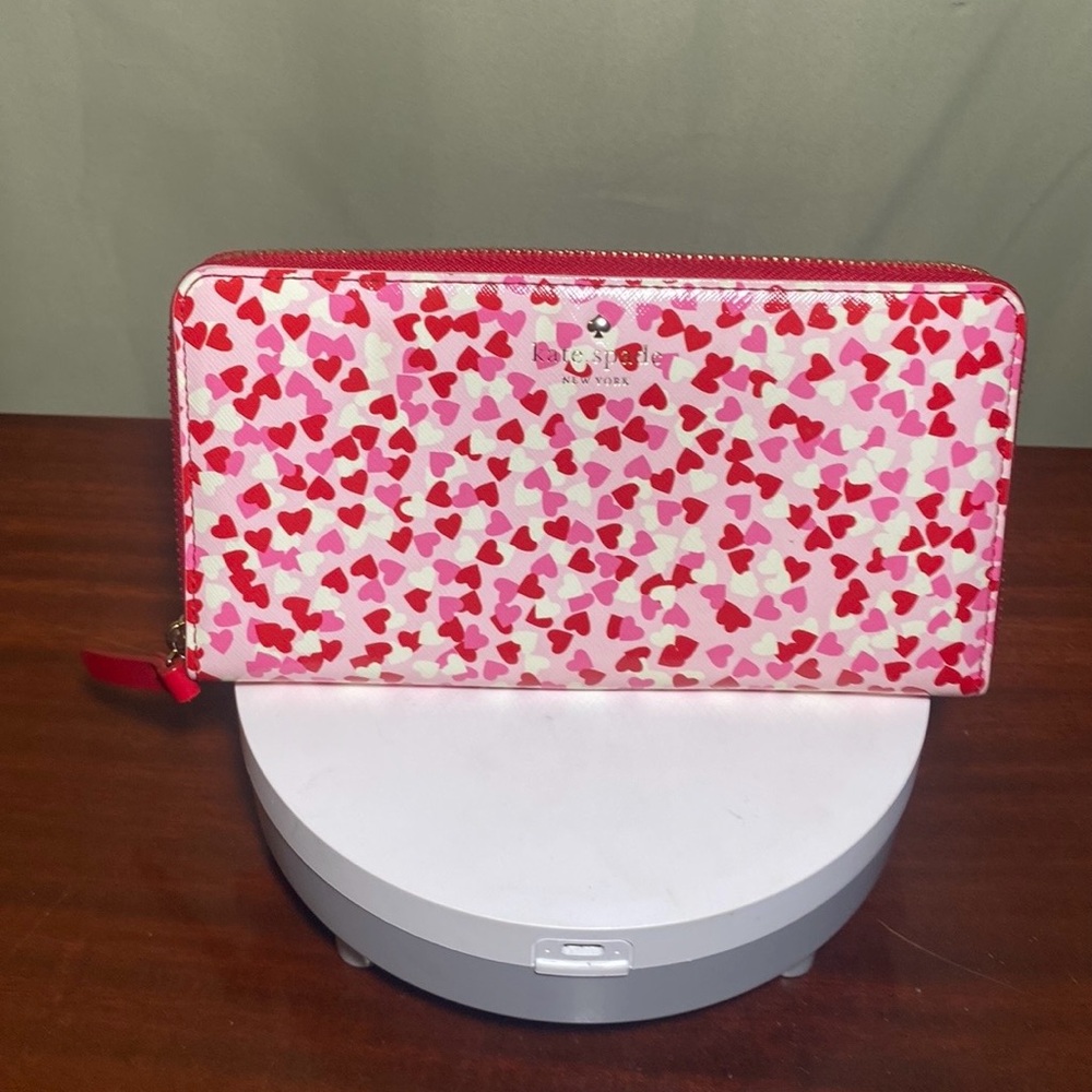 Kate Spade New York  Confetti Print Secret Admirer Red Pink Wallet
